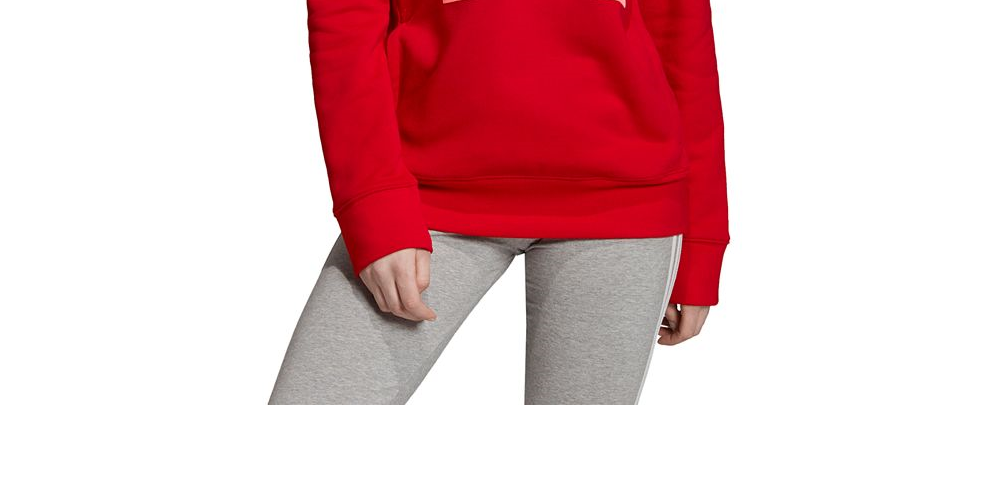 Moletom com capuz feminino Adidas Trefoil vermelho tamanho XS