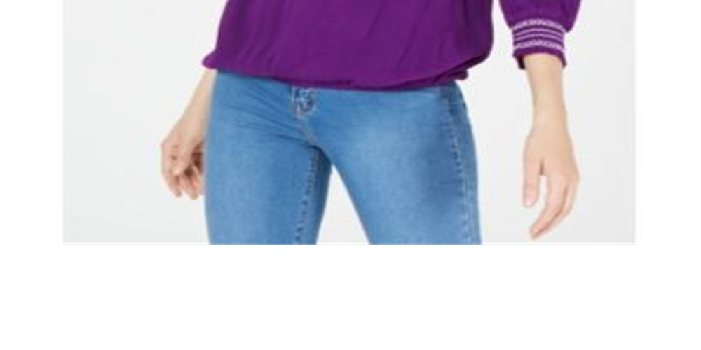 INC Top boho camponês ombro a ombro feminino roxo tamanho P