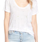 Camiseta feminina Rails Luna Linen estampada, branca, tamanho G
