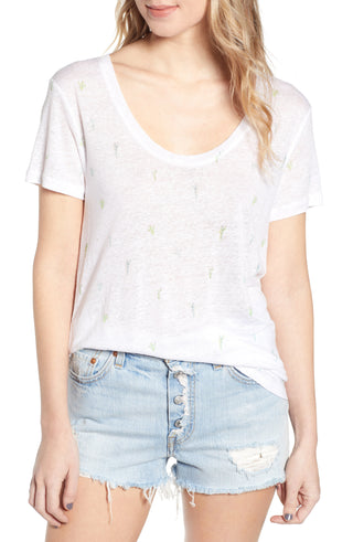 Camiseta feminina Rails Luna Linen estampada, branca, tamanho G