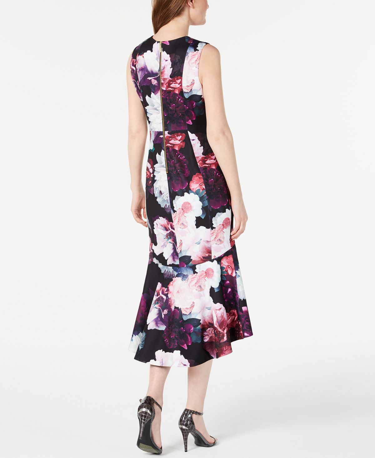 Vestido Calvin Klein Feminino Sem Mangas Comprimento Chá Hi Lo Roxo Tamanho 4