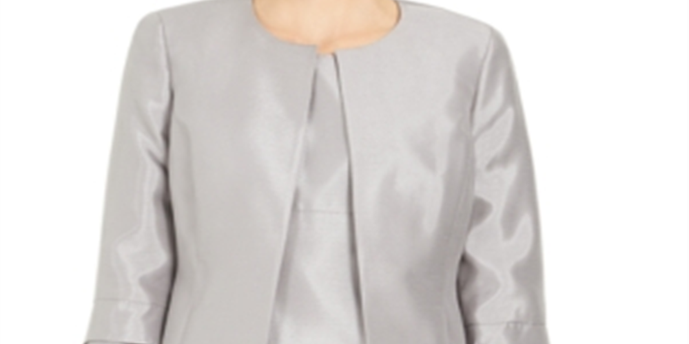 Terno feminino Kasper prateado para usar no trabalho, jaqueta tamanho 18