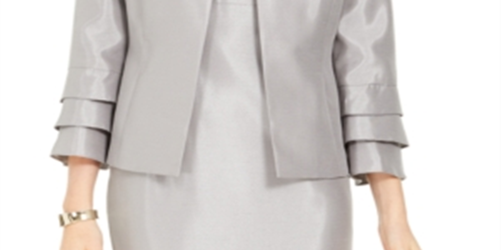 Terno feminino Kasper prateado para usar no trabalho, jaqueta tamanho 18