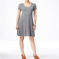 Vestido evasê de manga curta feminino Style &amp; Co, cinza, tamanho pequeno M