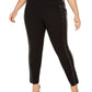Calça legging feminina plus size com acabamento em couro sintético e acabamento em couro sintético da INC International Concepts, preta, tamanho 18 W