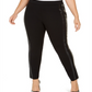 Calça legging feminina plus size com acabamento em couro sintético e acabamento em couro sintético da INC International Concepts, preta, tamanho 18 W