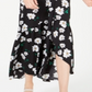 Vestido longo envelope com babados Bar III feminino, preto, tamanho XXS