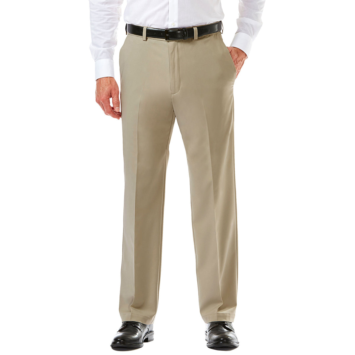 Calça Haggar Cool 18 Pro Flat Front Masculina Amarela Tamanho 38L x 32C