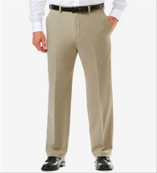 Calça Haggar Cool 18 Pro Flat Front Masculina Amarela Tamanho 38L x 32C