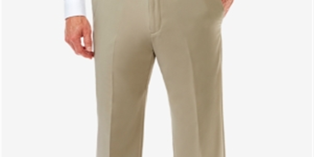 Calça Haggar Cool 18 Pro Flat Front Masculina Amarela Tamanho 38L x 32C