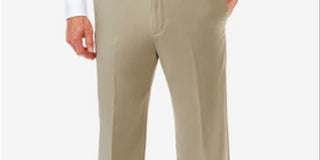 Calça Haggar Cool 18 Pro Flat Front Masculina Amarela Tamanho 38L x 32C
