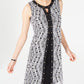 Vestido tubinho feminino com fenda frontal e tachas JM Collection, branco, tamanho médio