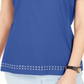 Karen Scott Top de algodão com acabamento em ilhós feminino, azul, tamanho médio