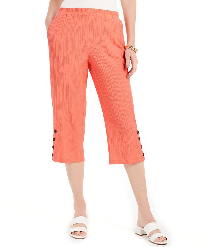 Calça Capri Crinkle Feminina JM Collection Laranja Tamanho X-G