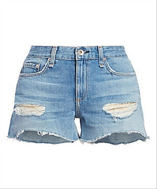 Rag &amp; Bone Shorts Femininos Júnior Dre Cutoff Jeans Cintura Baixa Azul 28