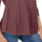 Blusa feminina estilo &amp; co, decote em V, tecido misto, roxa, tamanho pequeno