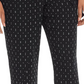 Calça casual feminina Aqua estampada com amarração frontal, preta, tamanho P