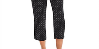 Calça casual feminina Aqua estampada com amarração frontal, preta, tamanho P