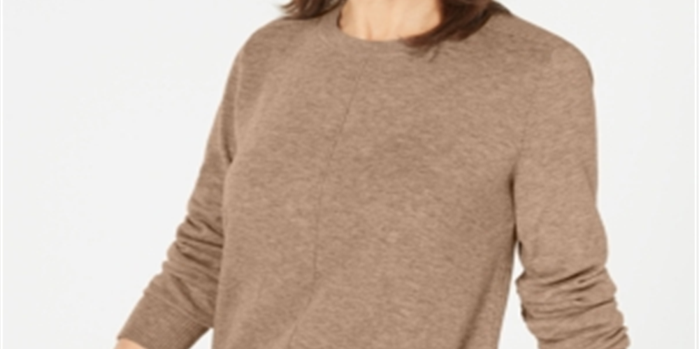 Karen Scott Suéter Feminino Plush com Costura Frontal Marrom Tamanho P