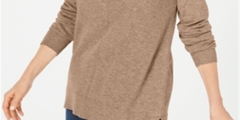 Karen Scott Suéter Feminino Plush com Costura Frontal Marrom Tamanho P