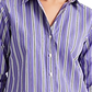 Camisa listrada Ralph Lauren feminina, caimento relaxado, roxa, tamanho G