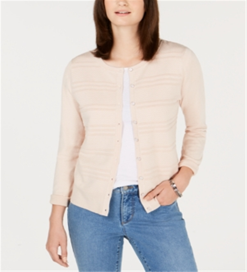 Cardigan feminino de manga comprida e decote em V, rosa, tamanho XS, da Charter Club