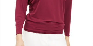 Blusa feminina Alfani com decote canoa e manga dolman, vermelha, tamanho extragrande