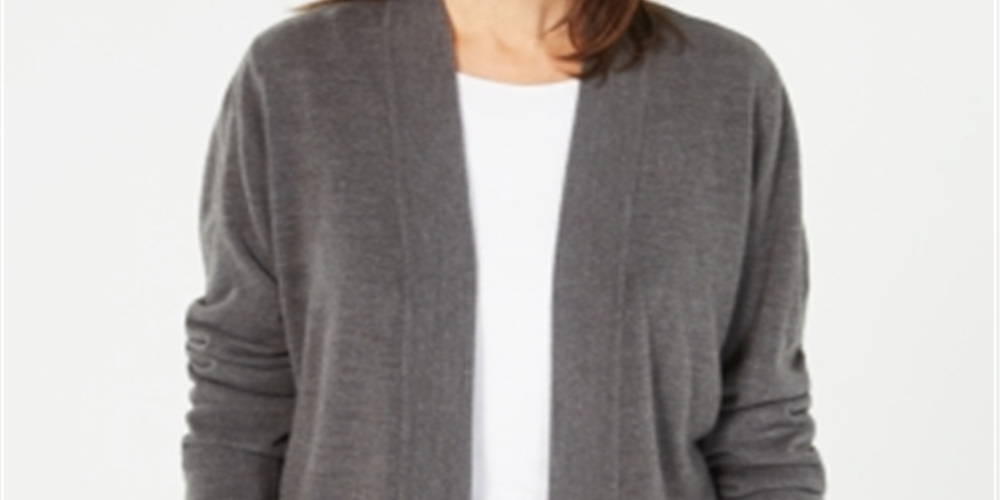 Karen Scott Cardigan Feminino Manga Longa Frente Aberta Cinza Tamanho XS