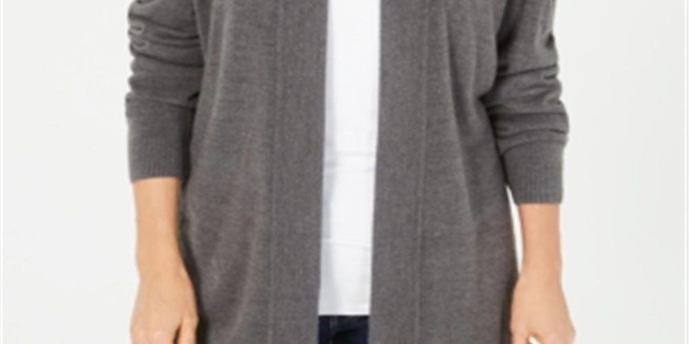 Karen Scott Cardigan Feminino Manga Longa Frente Aberta Cinza Tamanho XS