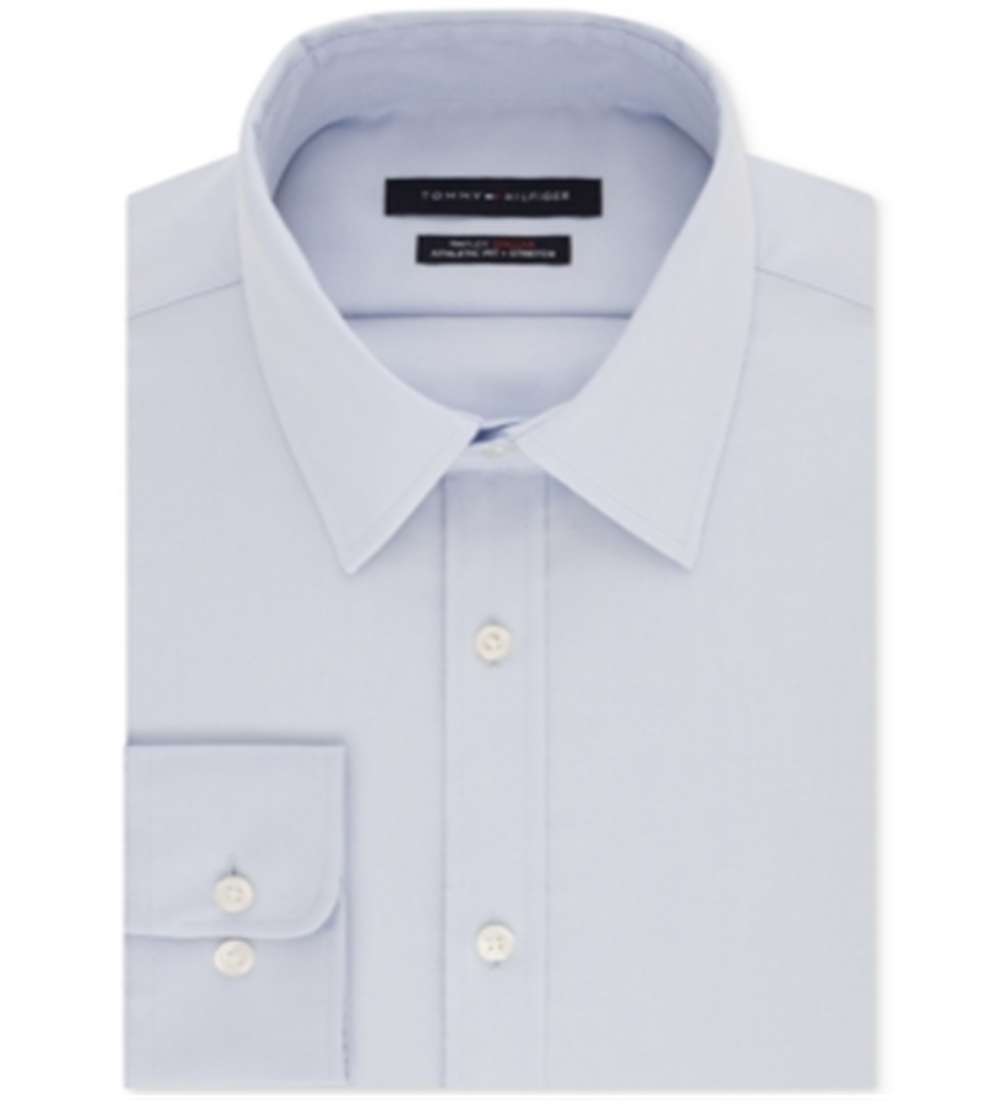 Camisa social masculina Tommy Hilfiger Athletic Fit Performance Stretch Th Flex Collar, azul, tamanho 32x33