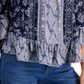 Blusa feminina estampada ombro a ombro estilo &amp; co azul - tamanho pequeno M