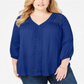 John Paul Richard Richard Plus Crochet Cut Top Feminino Azul Tamanho 1X