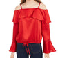 Blusa com babados e bainha amarrada BCX Junior, vermelha, tamanho pequeno
