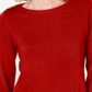 Blusa feminina Karen Scott de manga comprida e gola redonda, vermelha, tamanho X-S
