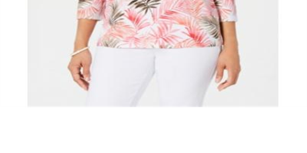 Karen Scott Top Feminino Estampado Decote Redondo Rosa Tamanho XS