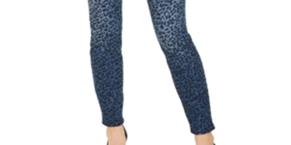 Calça jeans skinny feminina com estampa de leopardo da INC International Concepts, azul, tamanho 4