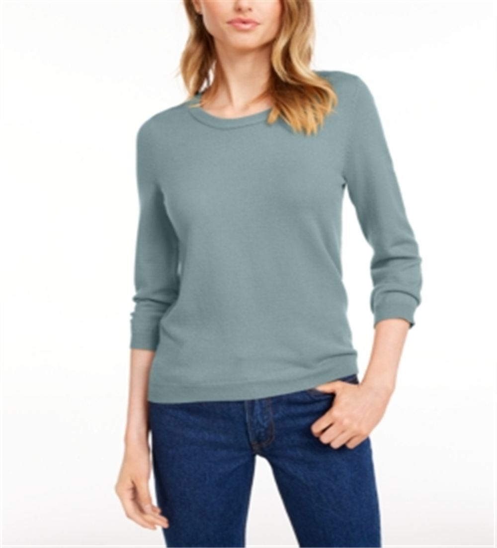 Blusa feminina Maison Jules azul mesclada com gola e manga comprida, tamanho júnior 2XL