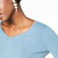 Suéter de cashmere feminino com decote em V Charter Club, azul, tamanho pequeno médio