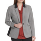 Blazer feminino DKNY com acabamento contrastante e botão único, cinza, tamanho 10P