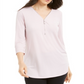 Blusa feminina com zíper e manga 3/4, rosa, tamanho XX-G