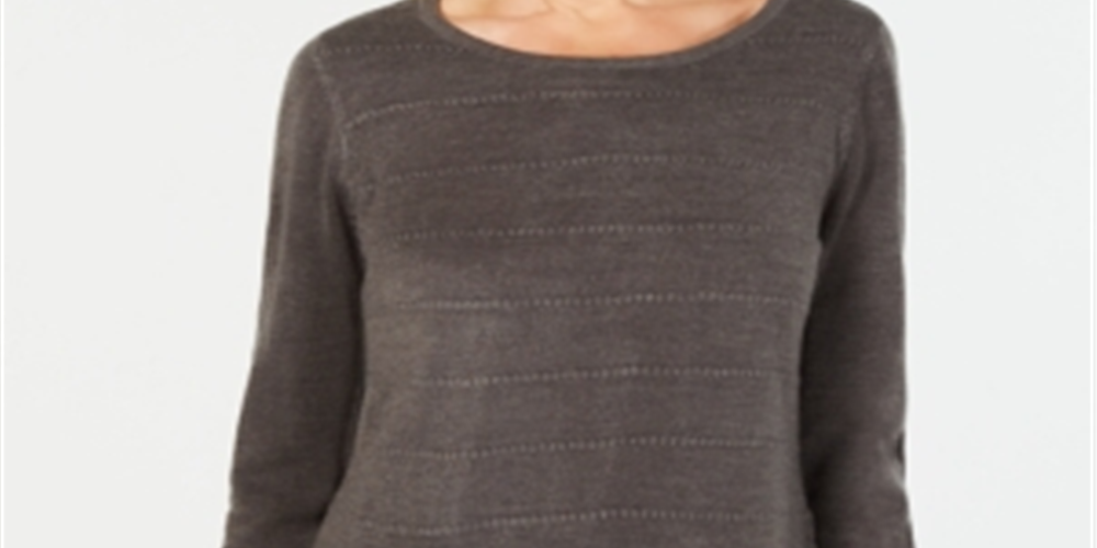 Karen Scott Petite Ottoman-Stitch Sweater Carvão Marrom Mesclado Tamanho Petite XL