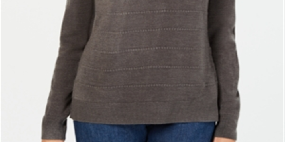 Karen Scott Petite Ottoman-Stitch Sweater Carvão Marrom Mesclado Tamanho Petite XL
