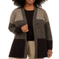 Karen Scott Cardigan Feminino Plus Colorblock Frente Aberta Marrom Tamanho 0X