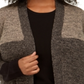 Karen Scott Cardigan Feminino Plus Colorblock Frente Aberta Marrom Tamanho 0X