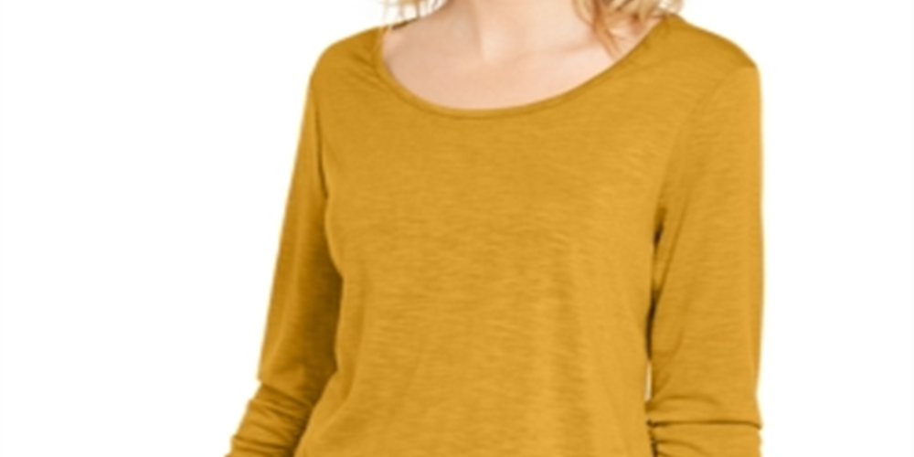 Top de chiffon com bainha estilo &amp; co, amarelo, tamanho P