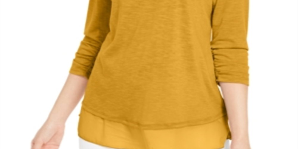 Top de chiffon com bainha estilo &amp; co, amarelo, tamanho P