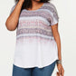 Blusa feminina estilo &amp; Co. com estampa degradê e decote em V, branca, tamanho 0X