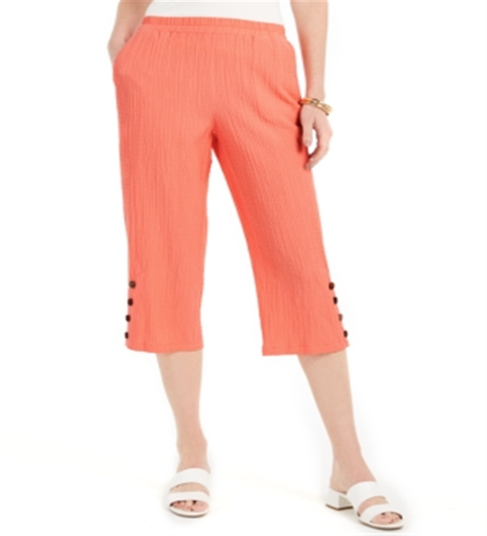Calça Capri Crinkle Feminina JM Collection Laranja Tamanho XX-G