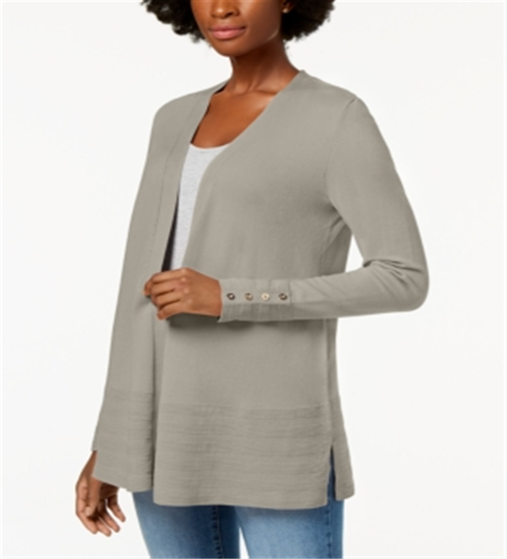 Cardigan feminino Charter Club com frente aberta, marrom, tamanho P