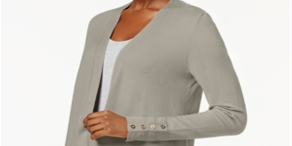 Cardigan feminino Charter Club com frente aberta, marrom, tamanho P